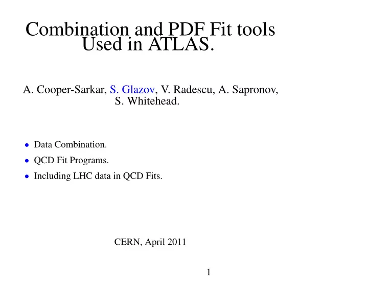 combination and pdf fit tools used in atlas