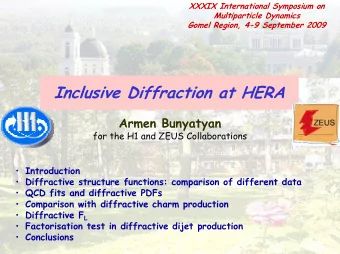 Inclusive Diffraction at HERA  Armen Bunyatyan  for the H1 and ZEUS Collaborations  Introduction