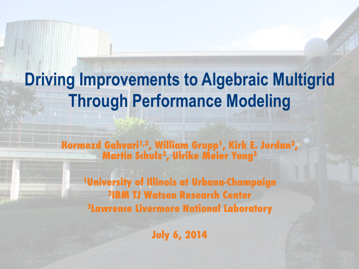 driving improvements to algebraic multigrid through