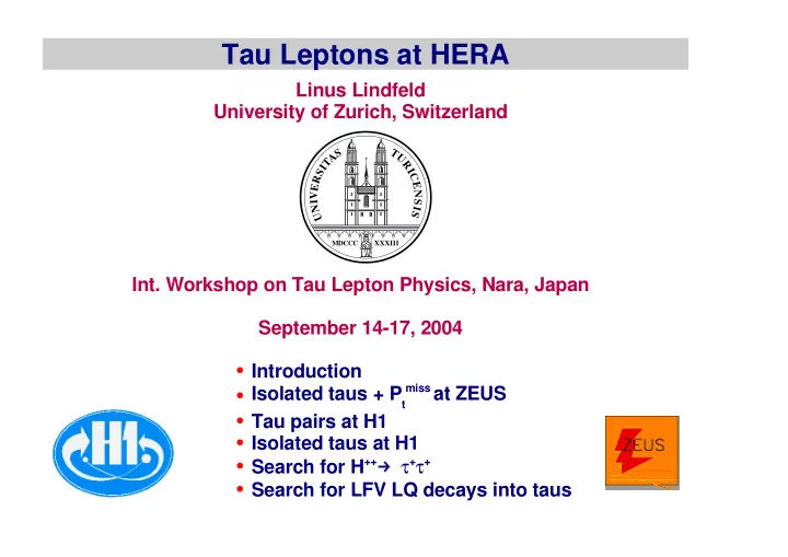 tau leptons at hera