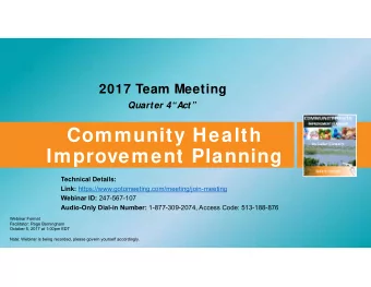 Community Health  Improvement Planning  Technical Details: Link: