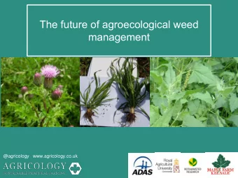 management  @agricology www.agricology.co.uk  Making peace with the weeds Chloe MacLaren, Jon