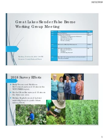 Gre a t L  a ke s Sle nde r F  a lse  Bro me  Wo rking  Gro up Me e ting  T  ime  T  opic  L  e ad