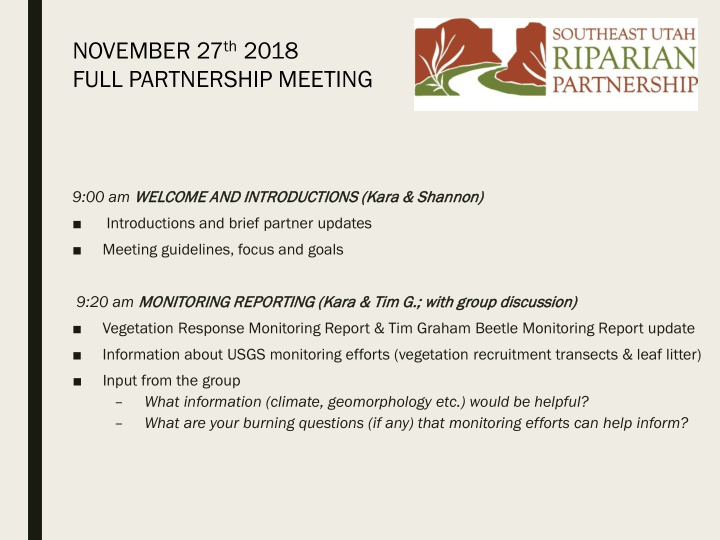 november 27 th 2018 full partnership meeting