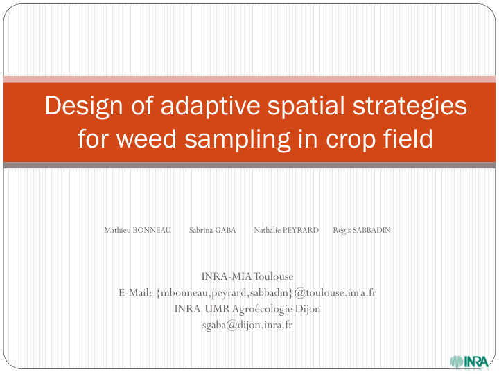 design of adaptive spatial strategies for weed sampling