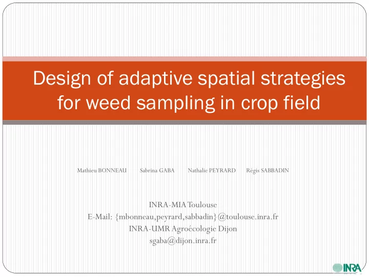 design of adaptive spatial strategies for weed sampling