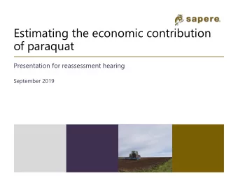 of paraquat  Presentation for reassessment hearing  September 2019  Estimation factors  Baseline