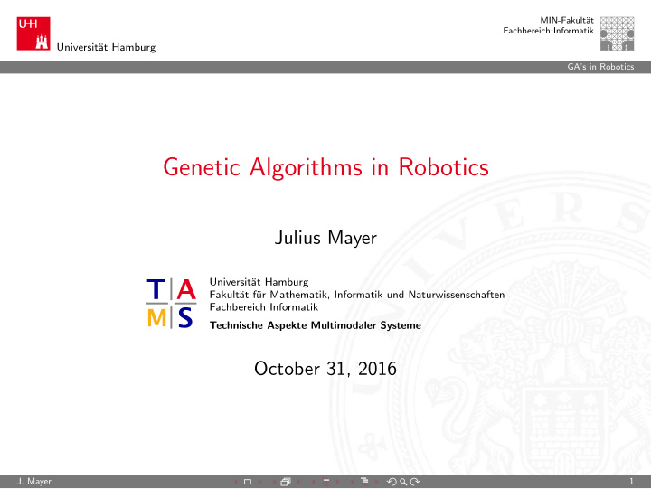 genetic algorithms in robotics