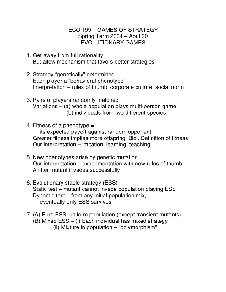 eco 199 games of strategy spring term 2004 april 20
