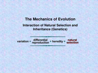 The Mechanics of Evolution  Interaction of Natural Selection and  Inheritance (Genetics)  Lifeforms