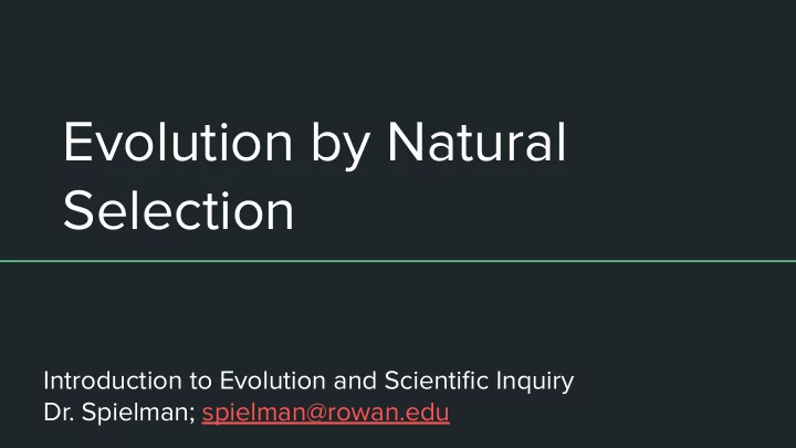 evolution by natural selection