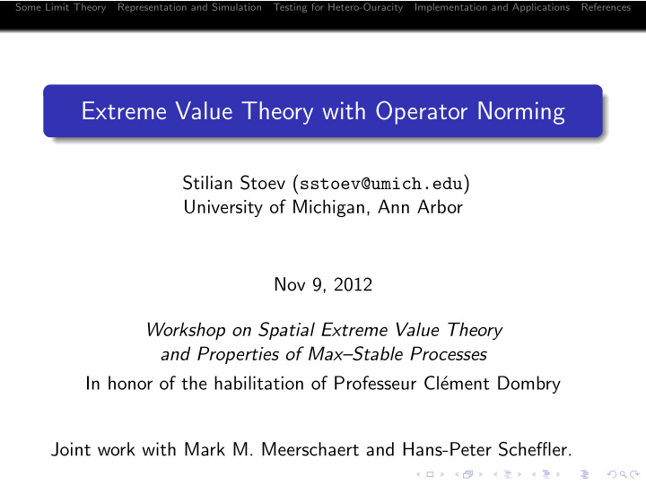 extreme value theory with operator norming