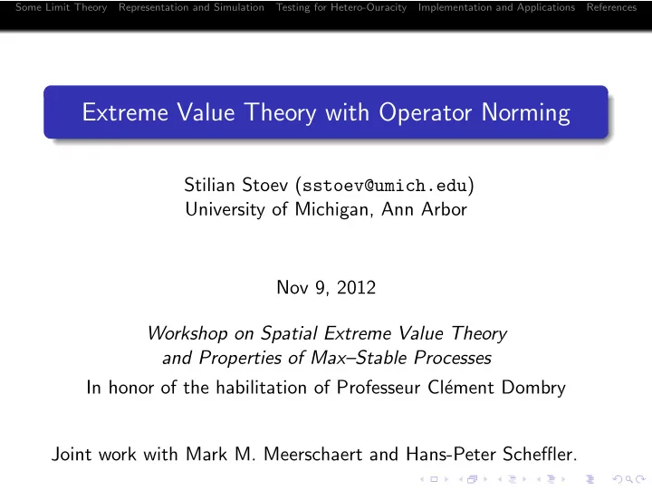 extreme value theory with operator norming
