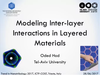 Modeling Inter-layer  Interactions in Layered  Materials  Oded Hod  Tel-Aviv University  Trend in