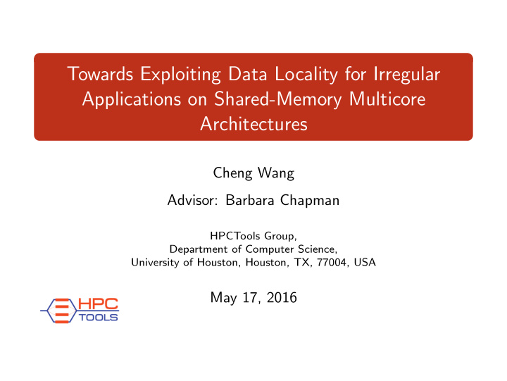 towards exploiting data locality for irregular