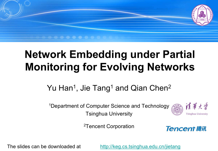 network embedding under partial monitoring for evolving