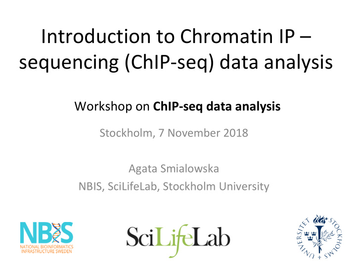 introduction to chromatin ip sequencing chip seq data