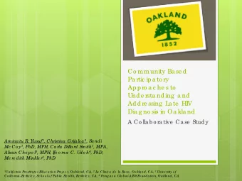 Co mmunity Ba se d  Pa rtic ipa to ry  Appro a c he s to  Unde rsta nding  a nd  Addre ssing  L  a