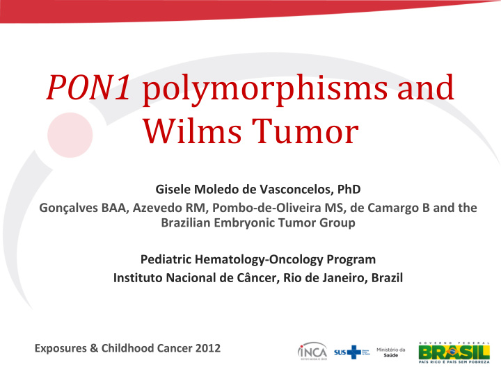 pon1 polymorphisms and wilms tumor