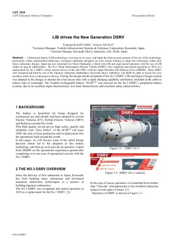 LIB drives the New Generation DSRV Tomomi KAGEYAMA 1 , Makoto MUKAI 2 1 Technical Manager, Toshiba