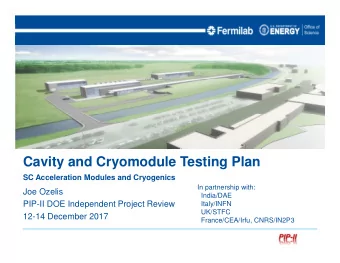 Cavity and Cryomodule Testing Plan  SC Acceleration Modules and Cryogenics  In partnership with: