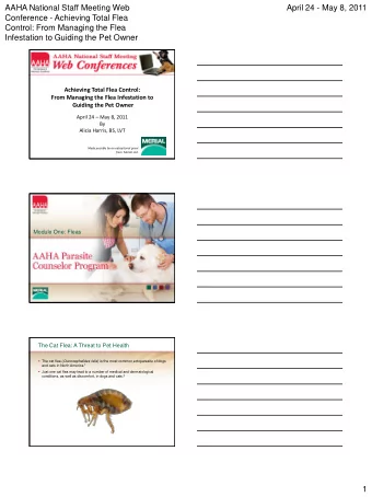 AAHA National Staff Meeting Web  April 24 - May 8, 2011  Conference - Achieving Total Flea