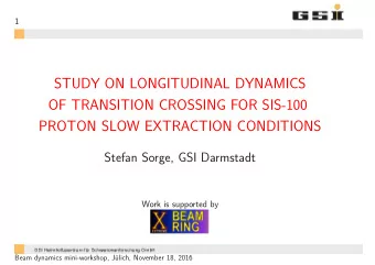 STUDY ON LONGITUDINAL DYNAMICS  OF TRANSITION CROSSING FOR SIS-100  PROTON SLOW EXTRACTION