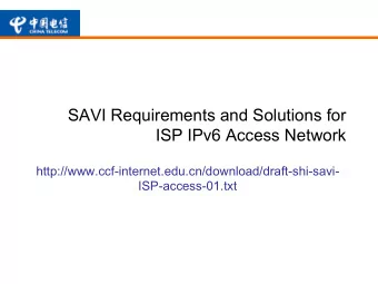 SAVI Requirements and Solutions for ISP IPv6 Access Network