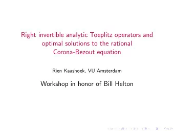 Right invertible analytic Toeplitz operators and  optimal solutions to the rational  Corona-Bezout