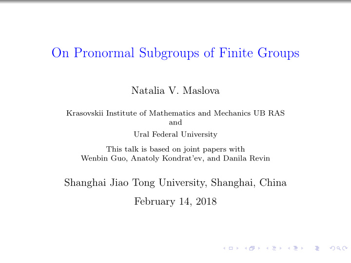 on pronormal subgroups of finite groups