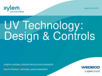 Design &amp; Controls  JOSEPH JORDAN, SENIOR APPLICATION ENGINEER  joseph.jordan@xyleminc.com