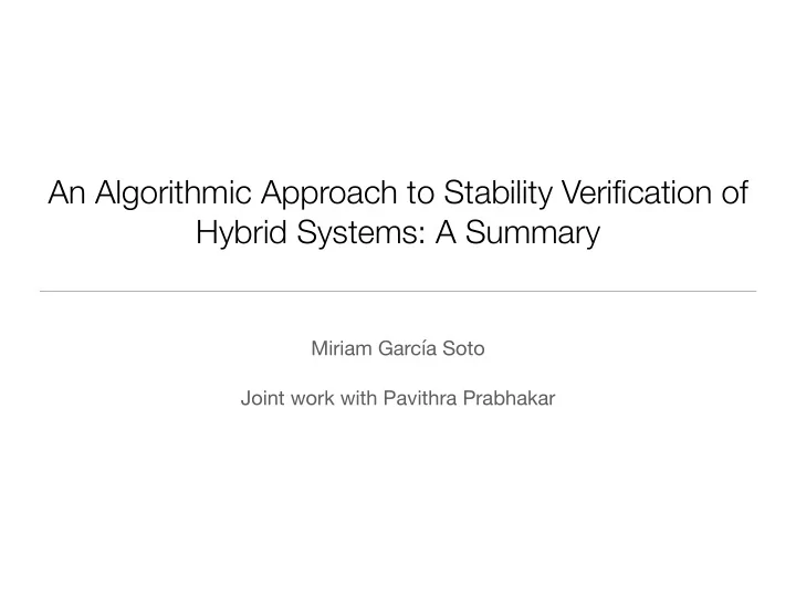 an algorithmic approach to stability verification of
