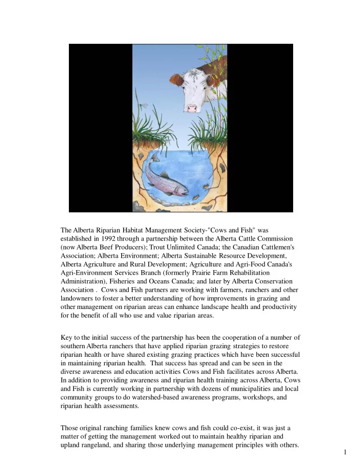 the alberta riparian habitat management society quot cows