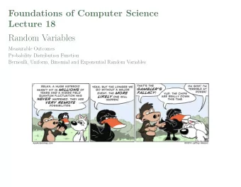 Foundations of Computer Science  Lecture 18  Random Variables  Measurable Outcomes  Probability