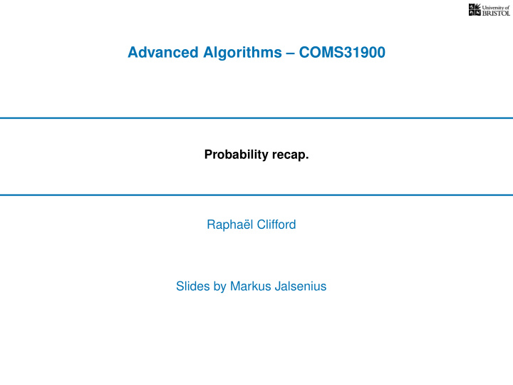 advanced algorithms coms31900