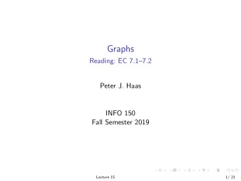 Graphs  Reading: EC 7.17.2  Peter J. Haas  INFO 150  Fall Semester 2019  Lecture 15  1/ 21