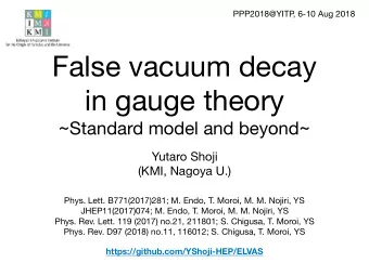 False vacuum decay in gauge theory  ~Standard model and beyond~ Yutaro Shoji  (KMI, Nagoya U.)