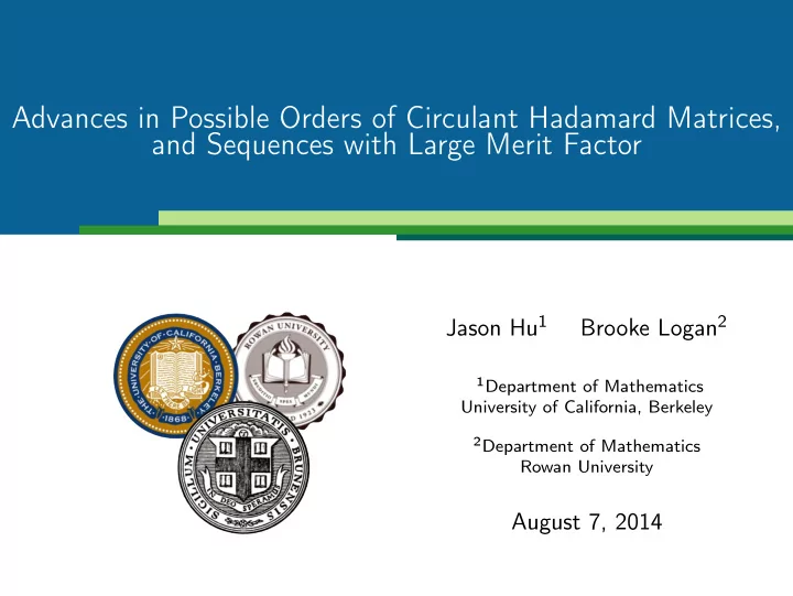 advances in possible orders of circulant hadamard