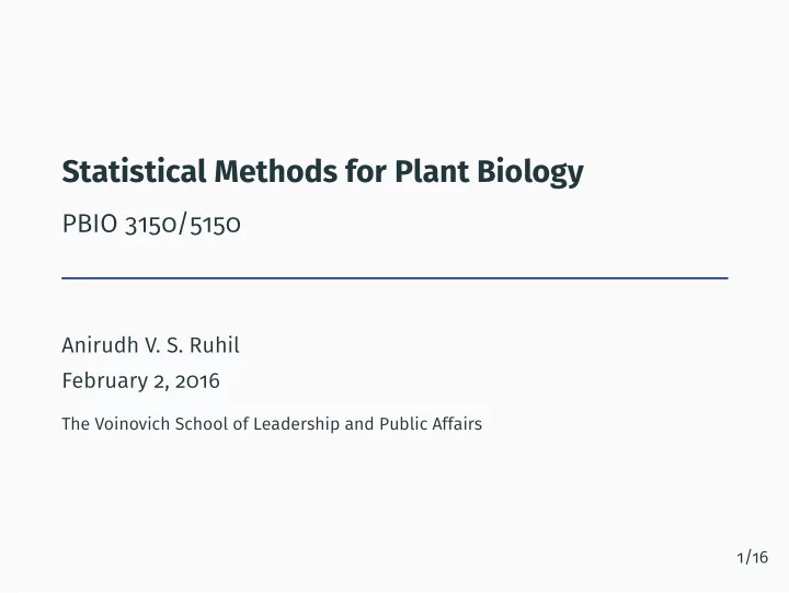 statistical methods for plant biology