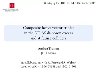 Composite heavy vector triples  in the ATLAS di-boson excess  and at future colliders Andrea Thamm