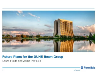 Future Plans for the DUNE Beam Group  Laura Fields and Zarko Pavlovic  1  8 Feb 2018  Introduction