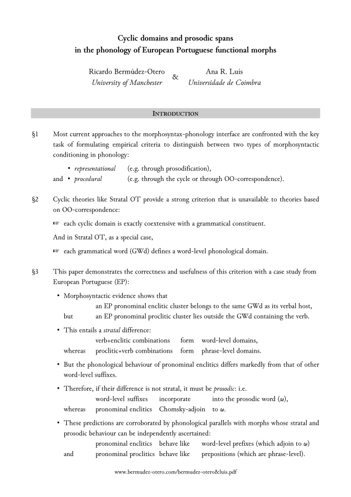 cyclic domains and prosodic spans in the phonology of