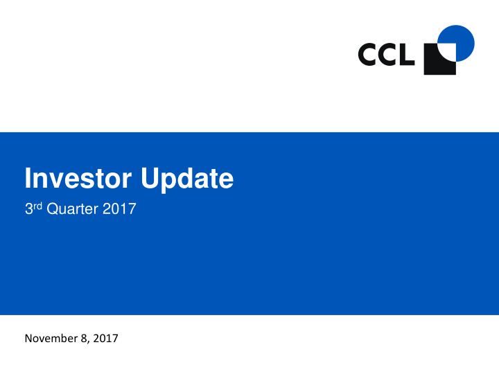 investor update