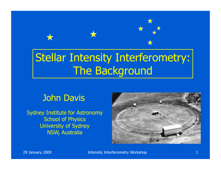 stellar intensity interferometry the background