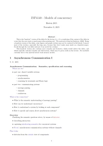 INF4140 - Models of concurrency  Hsten 2015  November 9, 2015  Abstract  This is the
