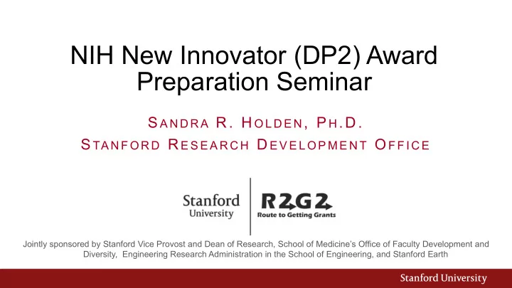 nih new innovator dp2 award preparation seminar