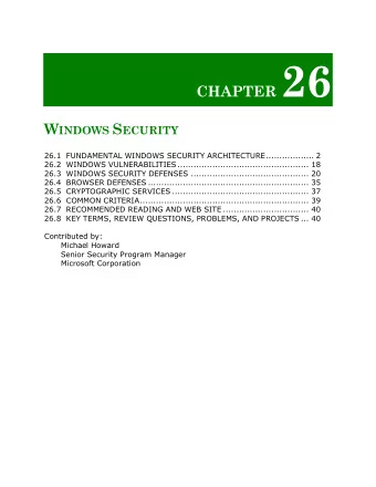 26.1  FUNDAMENTAL WINDOWS SECURITY ARCHITECTURE  Anyone who wants to understand Windows security