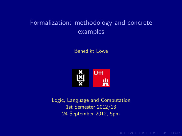 formalization methodology and concrete examples