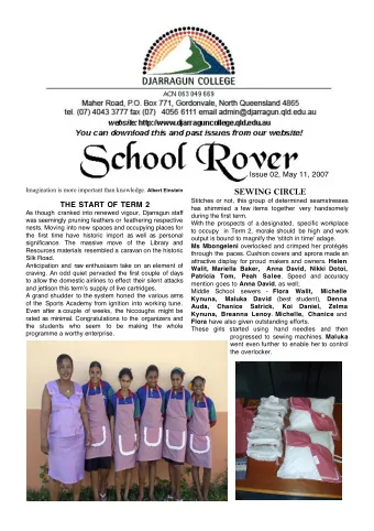 SEWING CIRCLE  Stitches or not, this group of determined seamstresses  THE START OF TERM 2  has