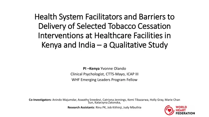 health system facil ilitators and barr rriers to